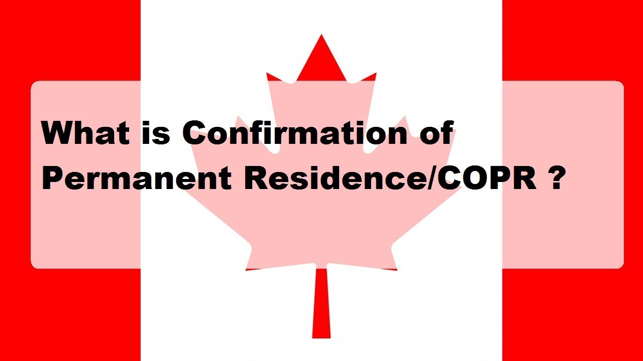 Immigration Category On The Confirmation Of Permanent Residence COPR 