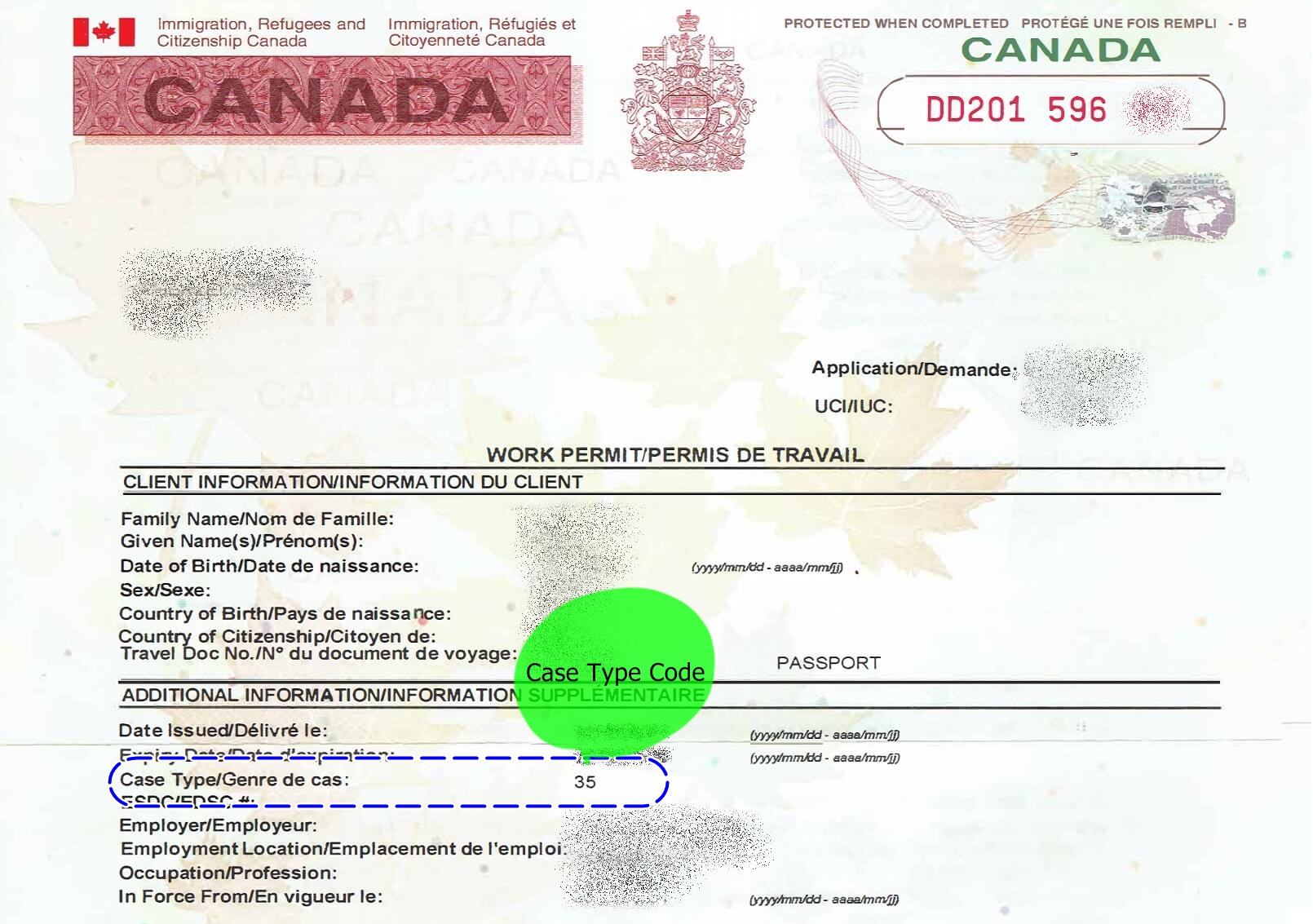 Canada Work Permit Number Format