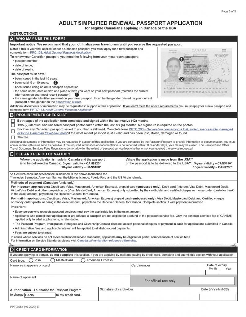 Guide How To Renew Your Canadian Passport Page 2 Canada Visa Expert   Pptc054 Passportrenewalform Page 3 794x1024 