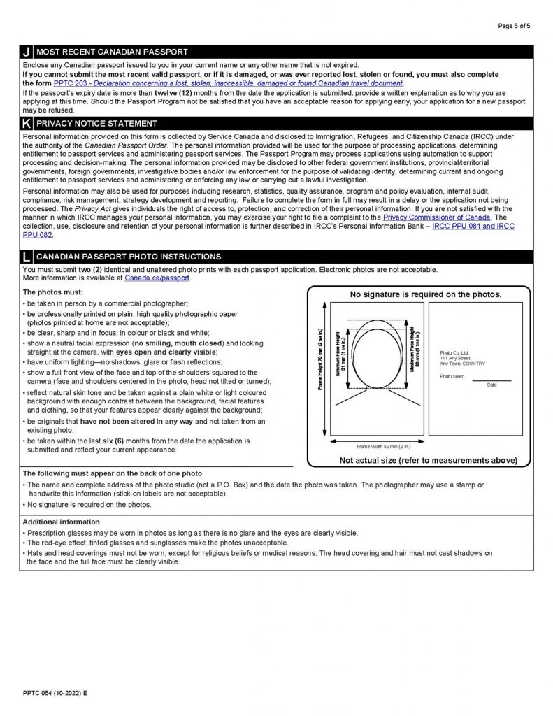 Guide How To Renew Your Canadian Passport Page 2 Canada Visa Expert   Pptc054 Passportrenewalform Page 5 791x1024 