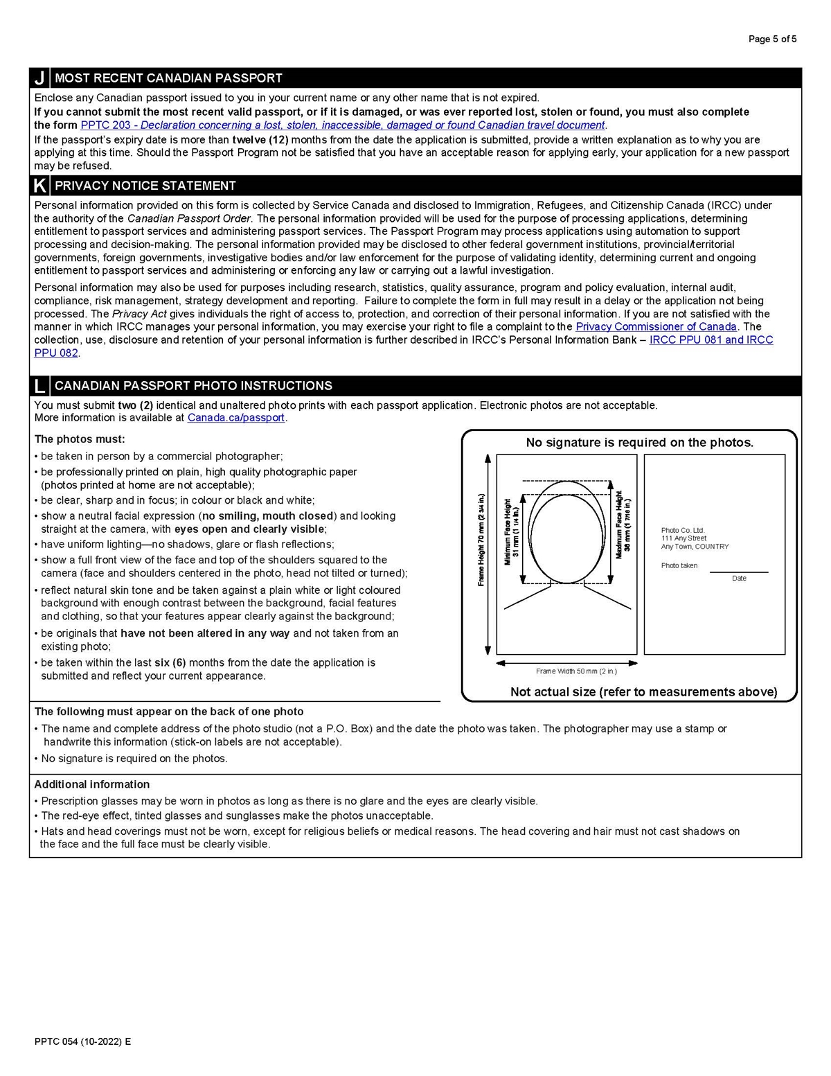 Guide How To Renew Your Canadian Passport Page 2 Canada Visa Expert   Pptc054 Passportrenewalform Page 5 