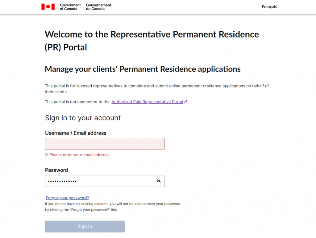 PR Card Renewal through Online Portal - Step 1