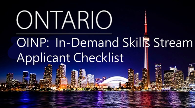 OINP: Employer Job Offer: In-Demand Skills Stream – Applicant Checklist
