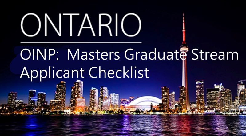 OINP: Masters Graduate Stream – Applicant Checklist